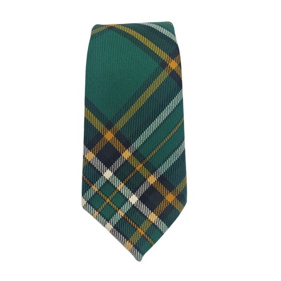 100% Wool Irish National Tartan Green Yellow Plaid Kilt Tie St. Patrick's Day - Picture 3 of 9
